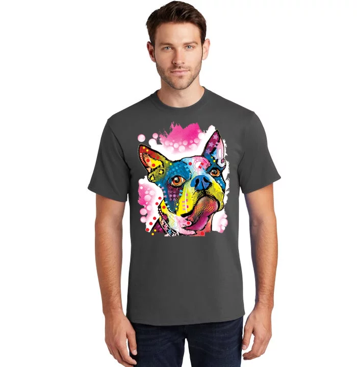 Boston Terrier Face Trippy Dog Tall T-Shirt