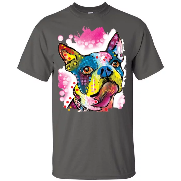 Boston Terrier Face Trippy Dog Tall T-Shirt