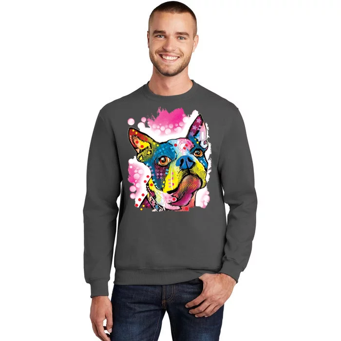 Boston Terrier Face Trippy Dog Tall Sweatshirt