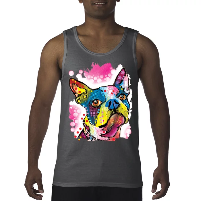 Boston Terrier Face Trippy Dog Tank Top