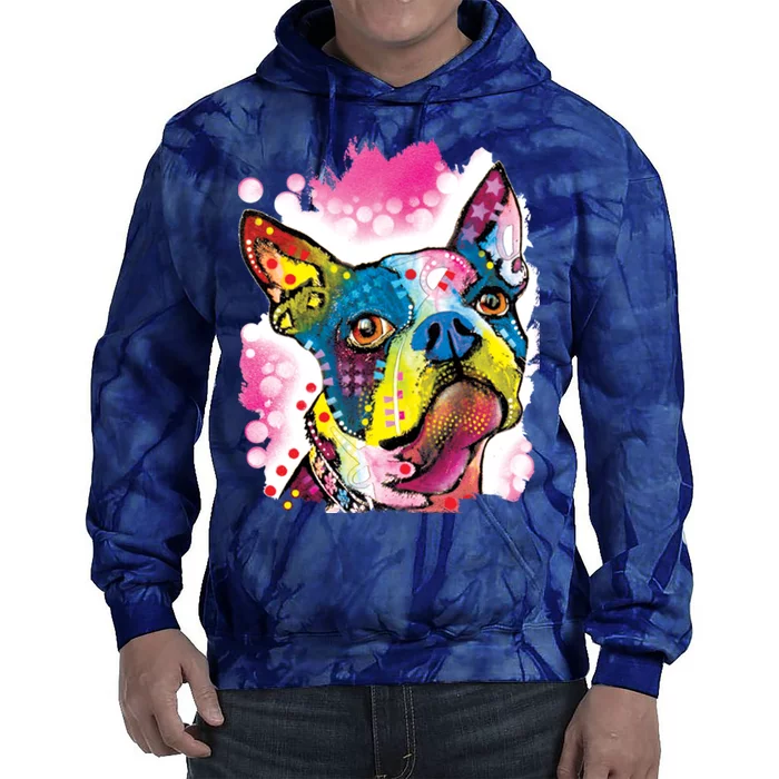 Boston Terrier Face Trippy Dog Tie Dye Hoodie