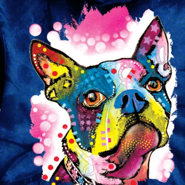 Boston Terrier Face Trippy Dog Tie Dye Hoodie