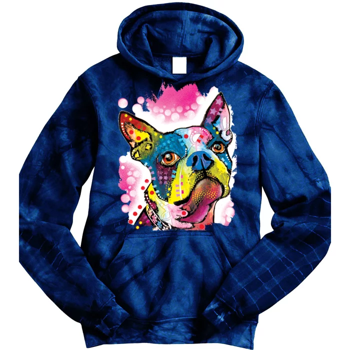 Boston Terrier Face Trippy Dog Tie Dye Hoodie