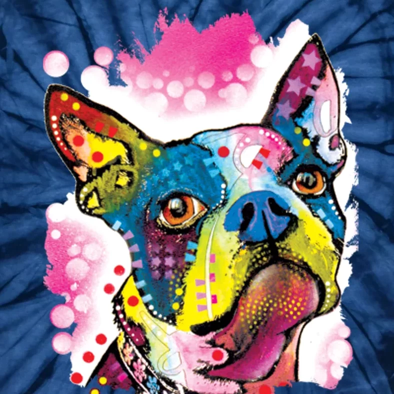 Boston Terrier Face Trippy Dog Tie-Dye T-Shirt