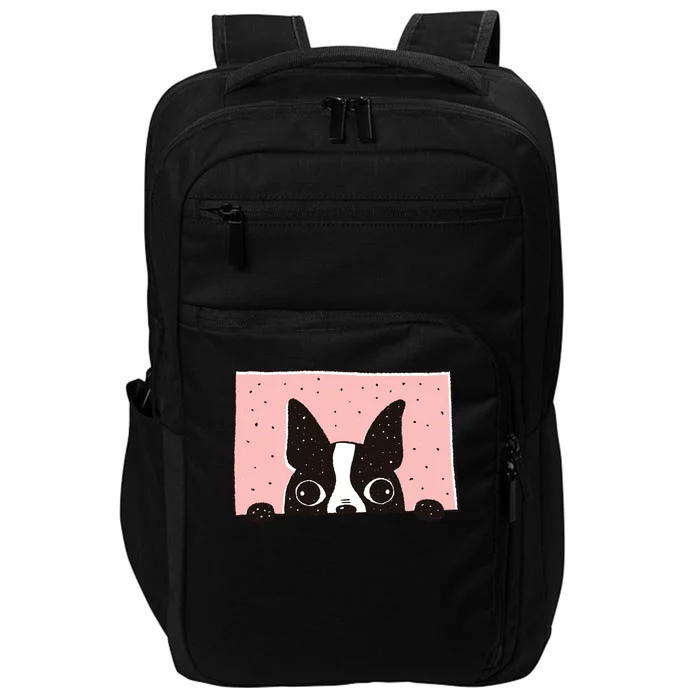 Boston Terrier Peeking Impact Tech Backpack