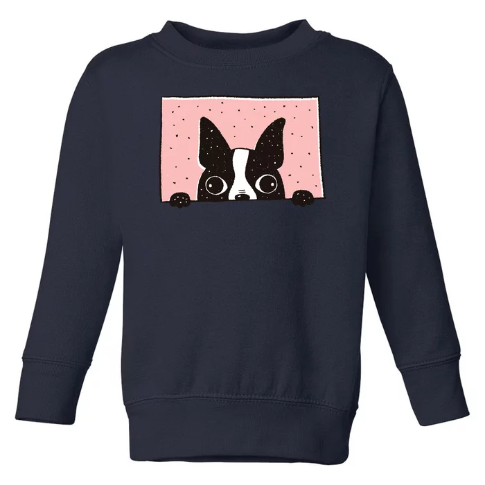 Boston Terrier Peeking Toddler Sweatshirt