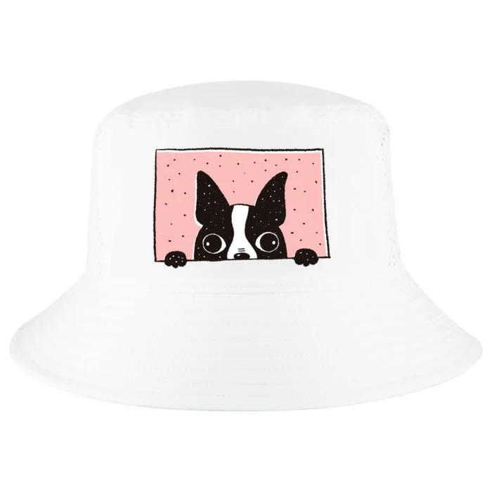 Boston Terrier Peeking Cool Comfort Performance Bucket Hat