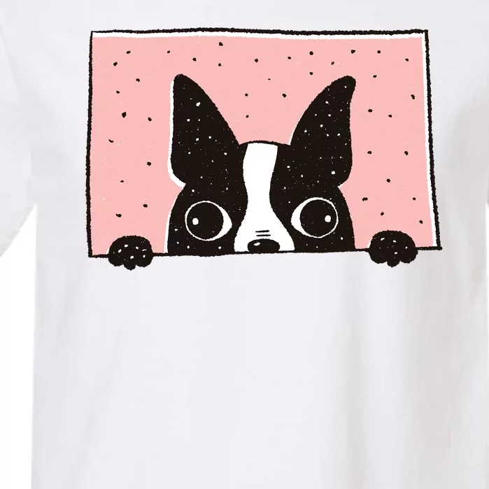 Boston Terrier Peeking Garment-Dyed Heavyweight T-Shirt