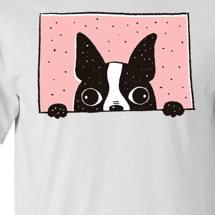 Boston Terrier Peeking Tall T-Shirt