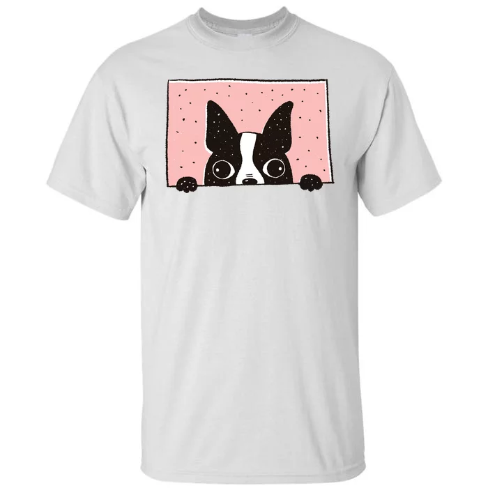 Boston Terrier Peeking Tall T-Shirt