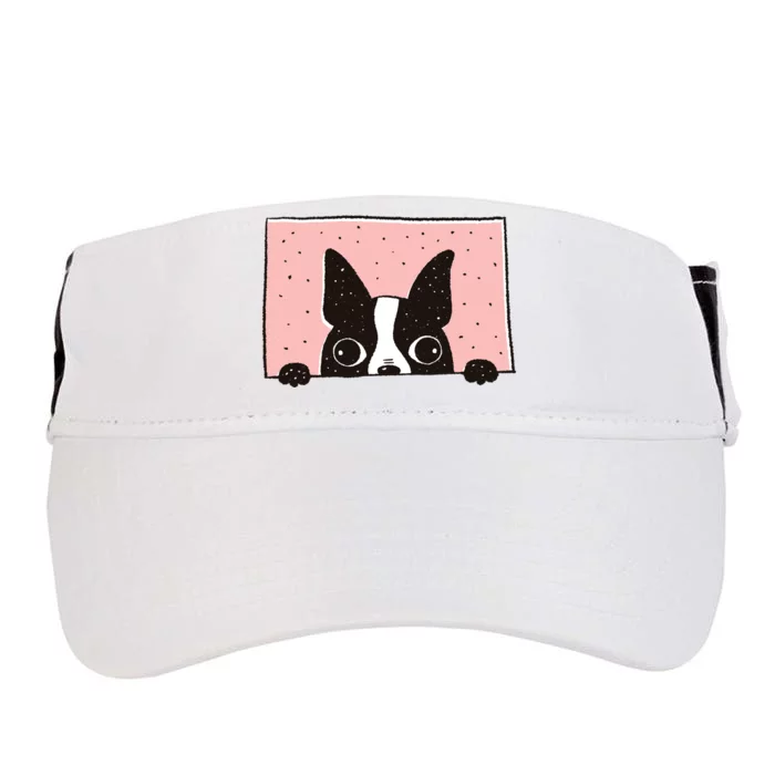 Boston Terrier Peeking Adult Drive Performance Visor