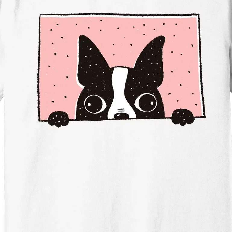 Boston Terrier Peeking Premium T-Shirt