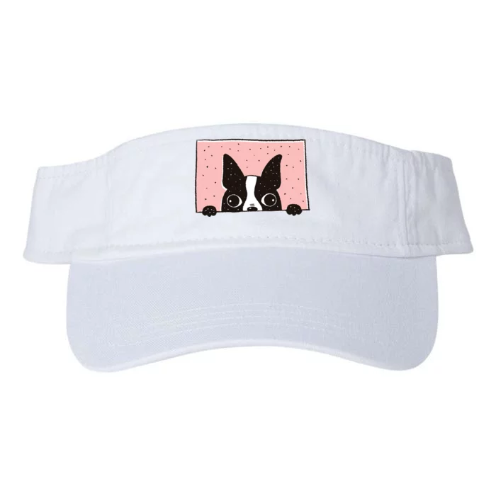 Boston Terrier Peeking Valucap Bio-Washed Visor