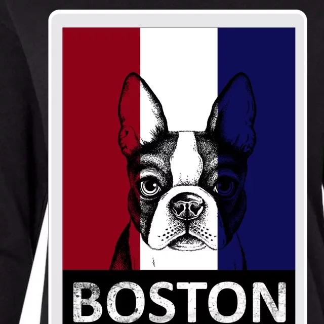 Boston Terrier Portrait Womens Cotton Relaxed Long Sleeve T-Shirt