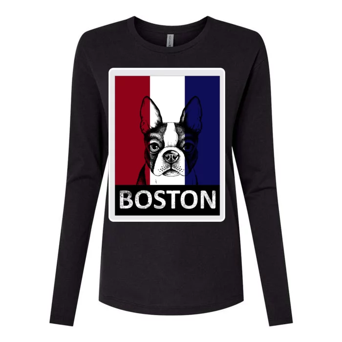 Boston Terrier Portrait Womens Cotton Relaxed Long Sleeve T-Shirt