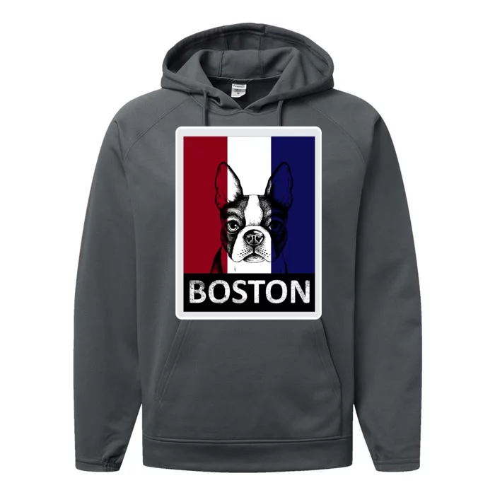 Boston Terrier Portrait Performance Fleece Hoodie