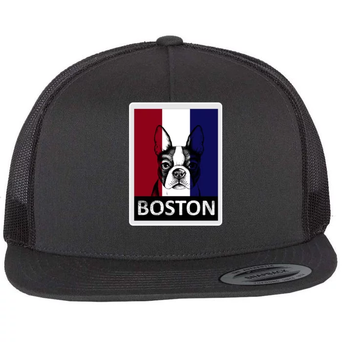 Boston Terrier Portrait Flat Bill Trucker Hat