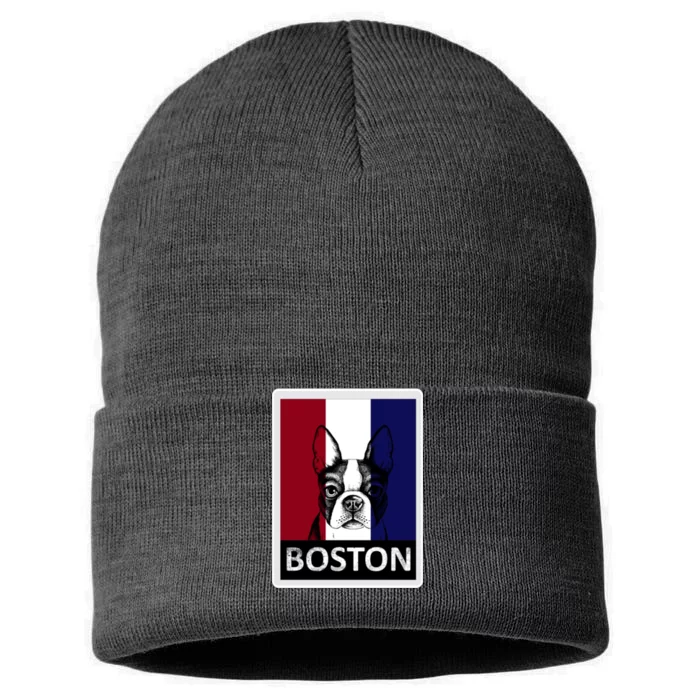 Boston Terrier Portrait Sustainable Knit Beanie