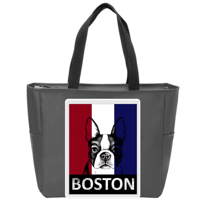 Boston Terrier Portrait Zip Tote Bag