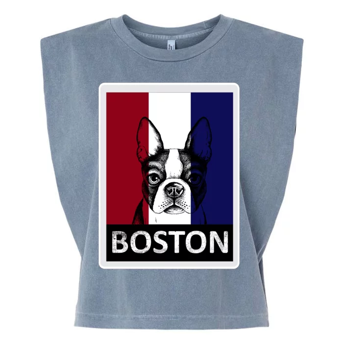 Boston Terrier Portrait Garment-Dyed Women's Muscle Tee