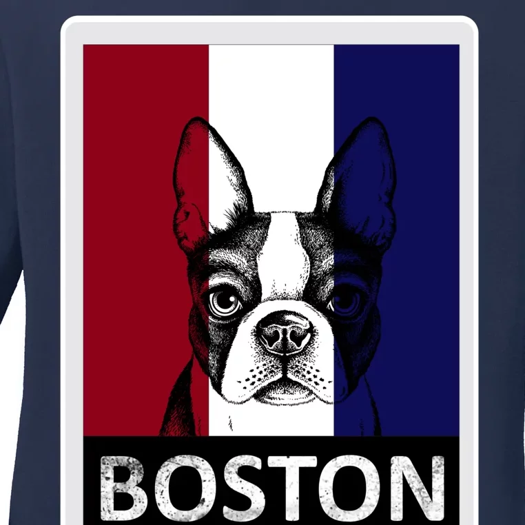 Boston Terrier Portrait Ladies Long Sleeve Shirt