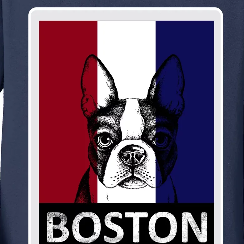 Boston Terrier Portrait Kids Long Sleeve Shirt