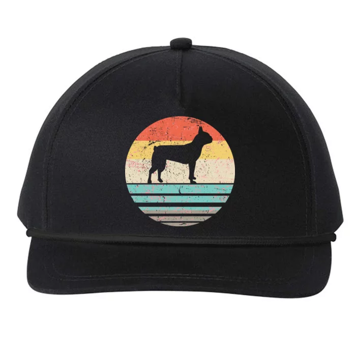 Boston Terrier Retro Sun Snapback Five-Panel Rope Hat