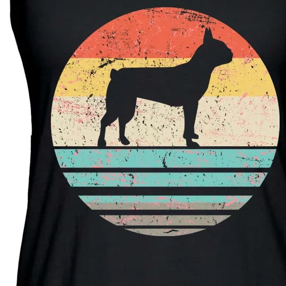 Boston Terrier Retro Sun Ladies Essential Flowy Tank