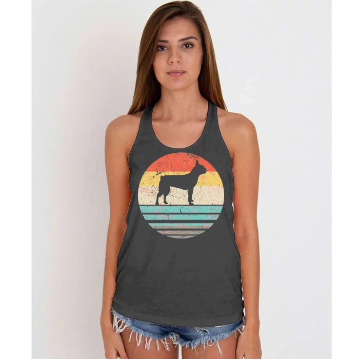 Boston Terrier Retro Sun Women's Knotted Racerback Tank