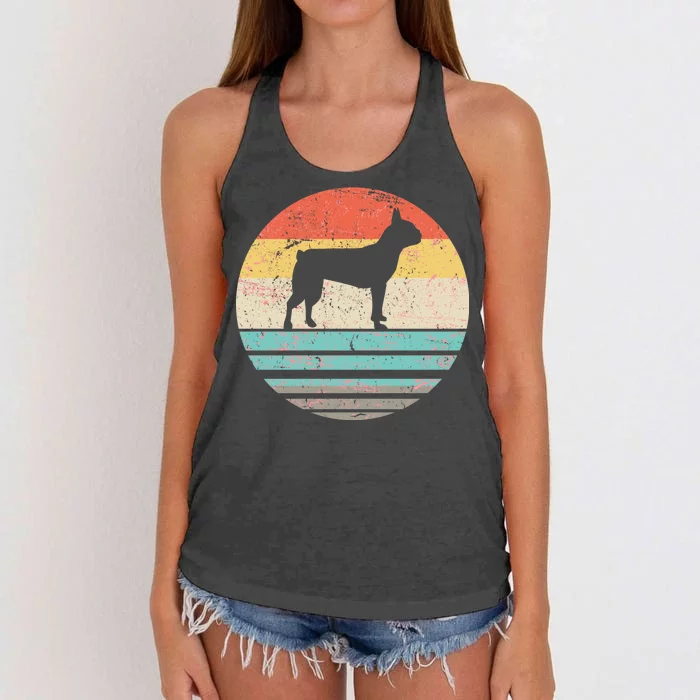 Boston Terrier Retro Sun Women's Knotted Racerback Tank