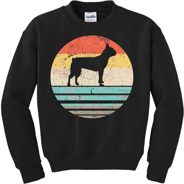 Boston Terrier Retro Sun Kids Sweatshirt