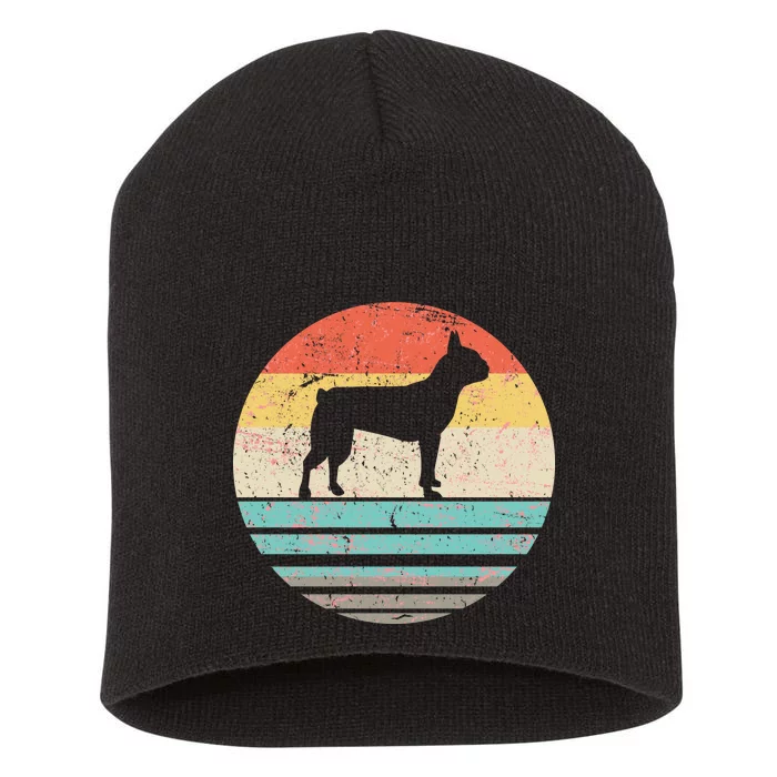 Boston Terrier Retro Sun Short Acrylic Beanie