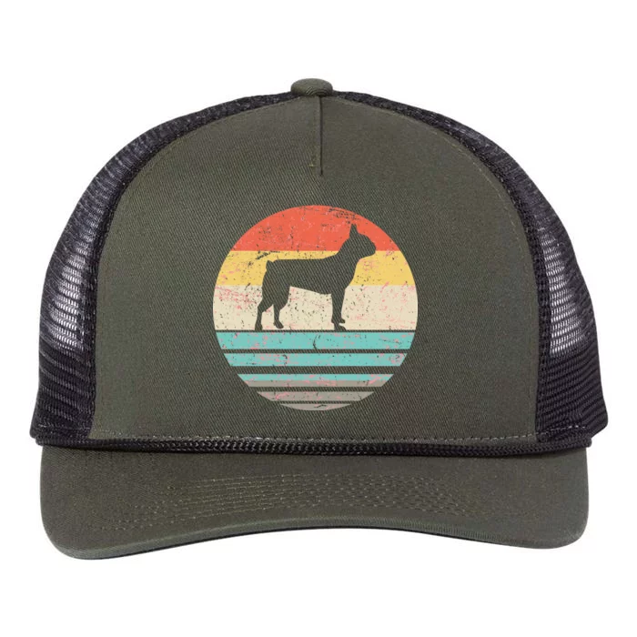 Boston Terrier Retro Sun Retro Rope Trucker Hat Cap