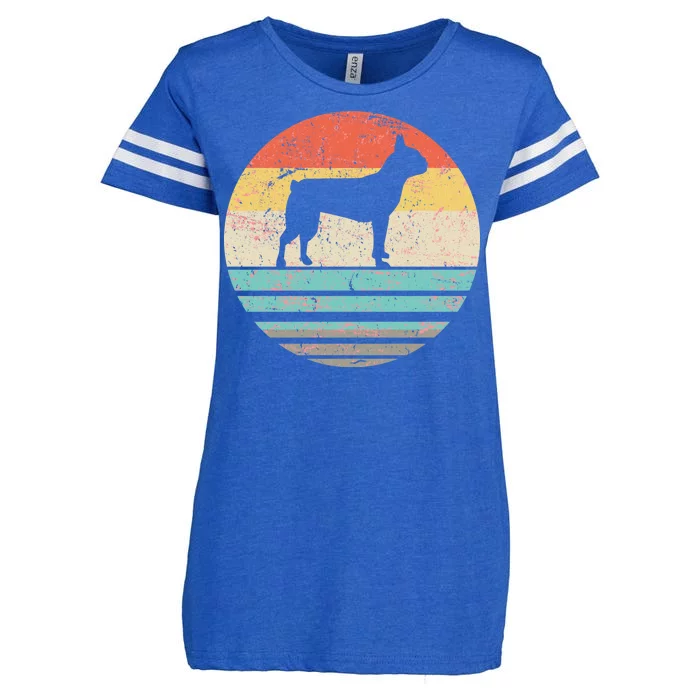 Boston Terrier Retro Sun Enza Ladies Jersey Football T-Shirt