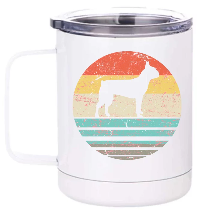 Boston Terrier Retro Sun Front & Back 12oz Stainless Steel Tumbler Cup