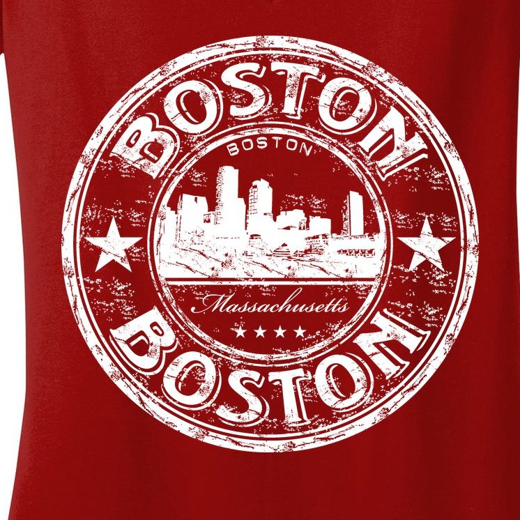 Boston Vintage Logo Women's V-Neck T-Shirt