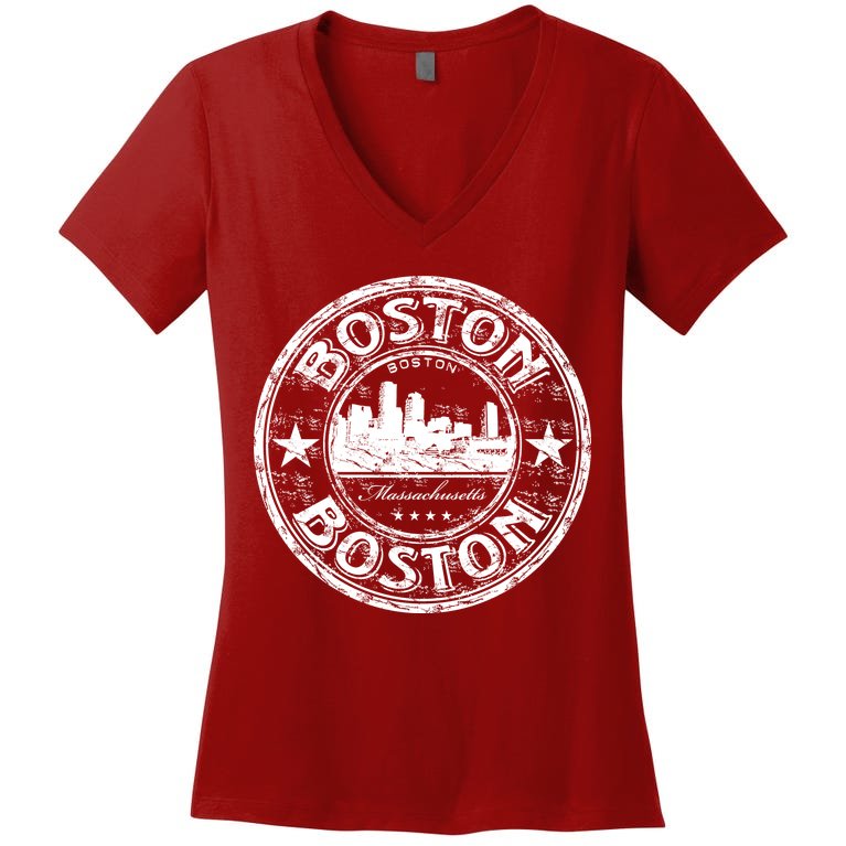 Boston Vintage Logo Women's V-Neck T-Shirt