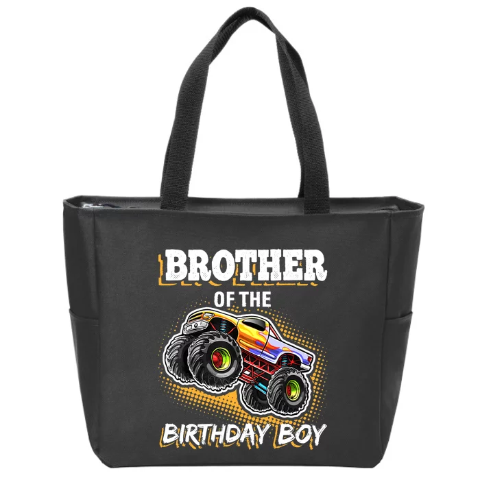 Brother of the Birthday Boy Monster Truck Birthday Gift Zip Tote Bag