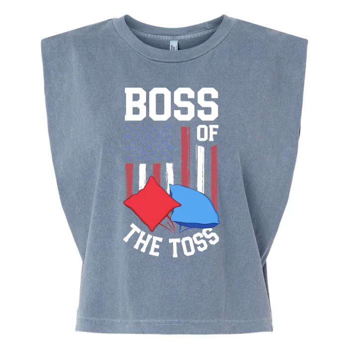 Boss Of The Toss Funny Cornhole Gifts For Bean Bag Toss Garment-Dyed Women's Muscle Tee