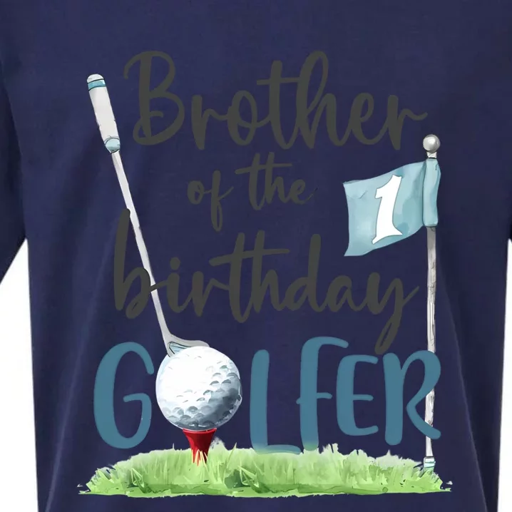 Brother Of The Birthday Golfer Matching 1st Birthday Family Gift Sueded Cloud Jersey T-Shirt