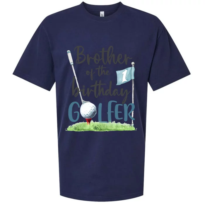 Brother Of The Birthday Golfer Matching 1st Birthday Family Gift Sueded Cloud Jersey T-Shirt