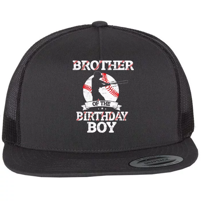 Brother Of The Birthday Boy Baseball Lover Vintage Retro Flat Bill Trucker Hat