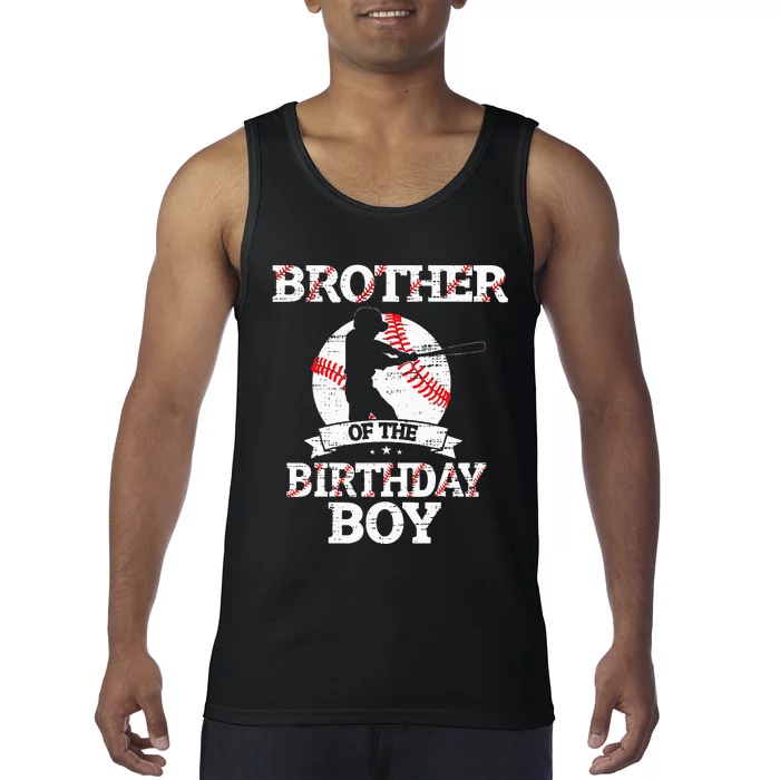 Brother Of The Birthday Boy Baseball Lover Vintage Retro Tank Top