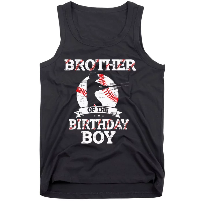 Brother Of The Birthday Boy Baseball Lover Vintage Retro Tank Top