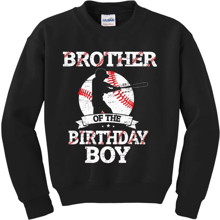 Brother Of The Birthday Boy Baseball Lover Vintage Retro Kids Sweatshirt