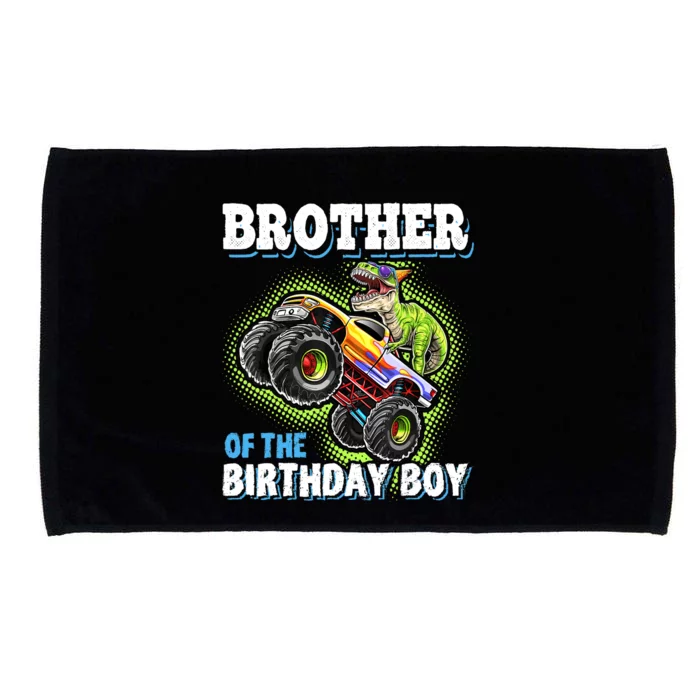 Brother Of The Birthday Boy Dinosaur Monster Truck Birthday Microfiber Hand Towel