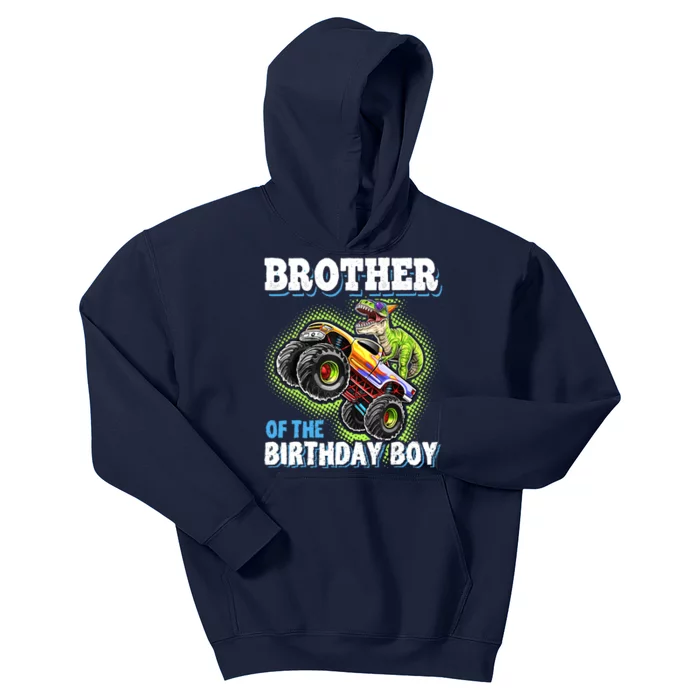 Brother Of The Birthday Boy Dinosaur Monster Truck Birthday Kids Hoodie