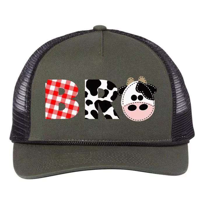 Brother of The Birthday for Cow Farm Birthday Cow Bro Retro Rope Trucker Hat Cap