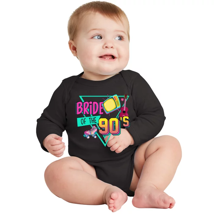 Bride Of The 90s Retro 90s Bride Bachelorette Party Baby Long Sleeve Bodysuit