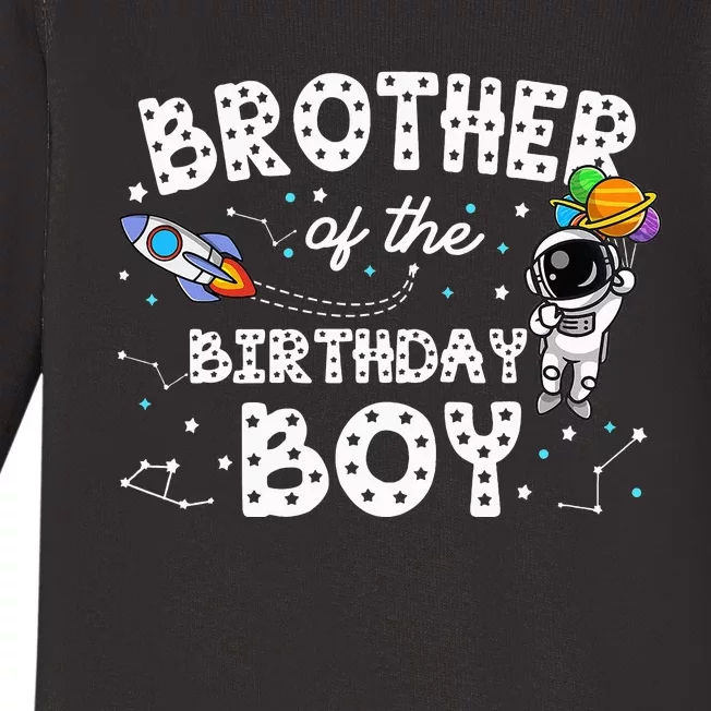 Brother of the Birthday Astronaut Space Theme Birthday Baby Long Sleeve Bodysuit